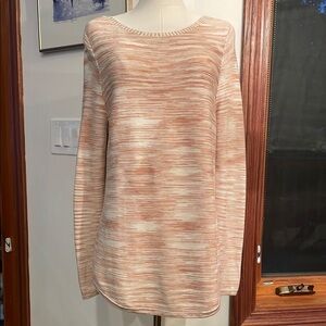 Chico's Orange Spacedye Bateau Neck Sweater size 1 Spring Summer